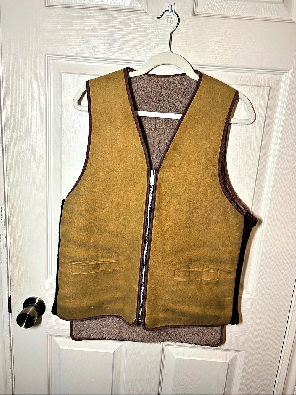 Vintage Men's 1970’s Brown Fleece-Lined Vest